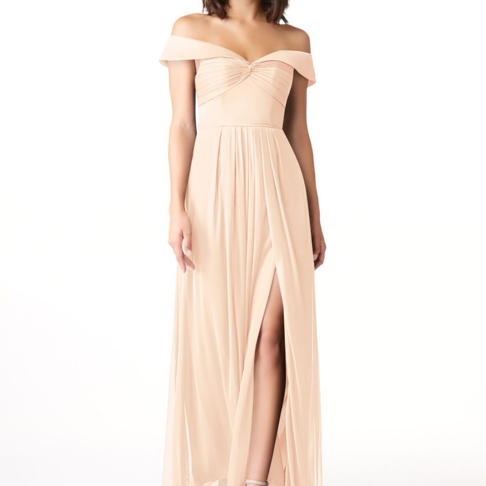 Azazie Mena Elegant Off-Shoulder Cream Dress